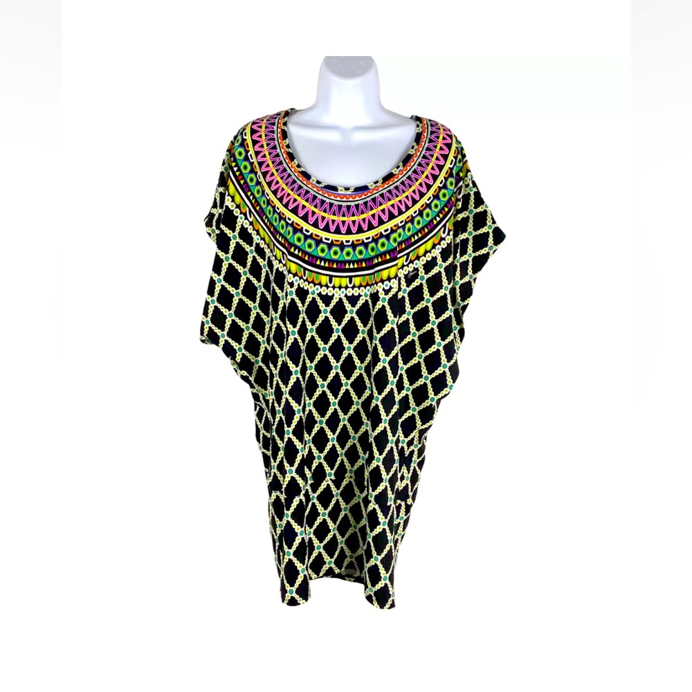 Trina Turk Kon Tiki Tunic Top Cover Up Large Printed Multicolored Beach SW-1935